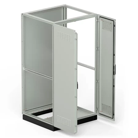 Slobodnostojeći razvodni orman IP31, 2050x1120x1000  (dvokrilni, asimetrična vrata - leva šira od desnih), desna brava, sa postoljem visine 100mm,