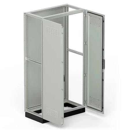 Slobodnostojeći razvodni orman IP31 (dvokrilni), 2050x1120x600 mm, vrata sa otvorima za ventilaciju, RAL 7035, sa postoljem visine 100 mm, RAL 9005