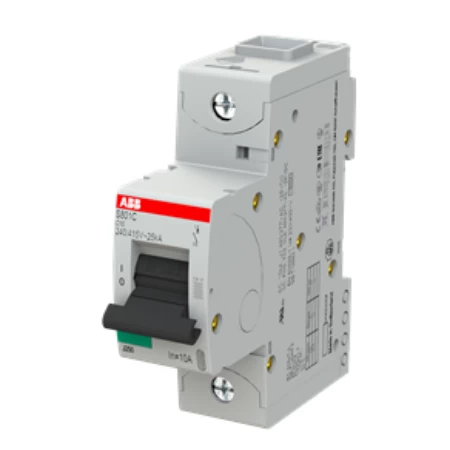 S801C-C10, Jednopolni automatski osigurač 10A, C karakteristika, Icn=15kA, Icu=25kA