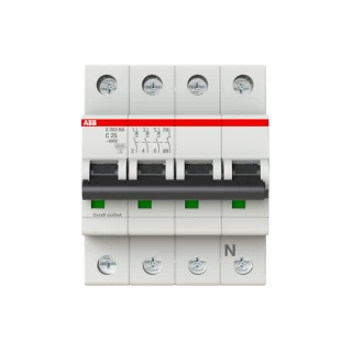 S203-C 25 NA Automatski prekidač, 3P+N, In=25A, C karakteristika, Icn=6kA, Icu=10kA