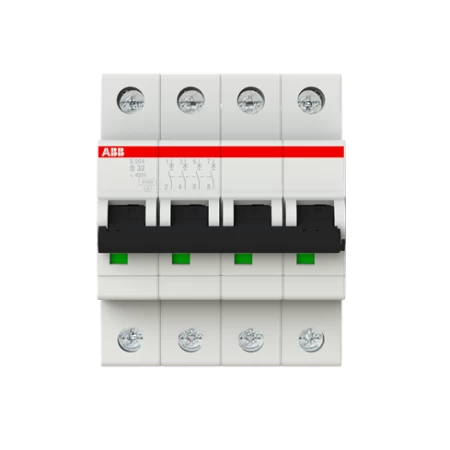 S204-B32, Četvoroloplni automatski osigurač 32A, B karakteristika, Icn=6kA, Icu=10kA