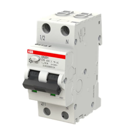 DS201 C10 AC100, Diferencijalna automatska zaštitna (FID) sklopka, C-karakteristika, 10A, 100mA, 2 modula, Icn=6kA, Icu=10kA, tip AC