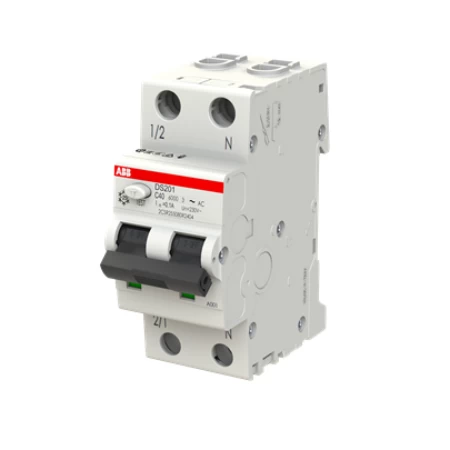 DS201 C40 AC100, Diferencijalna automatska zaštitna (FID) sklopka, C-karakteristika, 40A, 100mA, 2 modula, Icn=6kA, Icu=10kA, tip AC