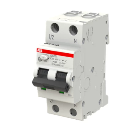 DS201 C10 AC300, Diferencijalna automatska zaštitna (FID) sklopka, C-karakteristika, 10A, 300mA, 2 modula, Icn=6kA, Icu=10kA, tip AC